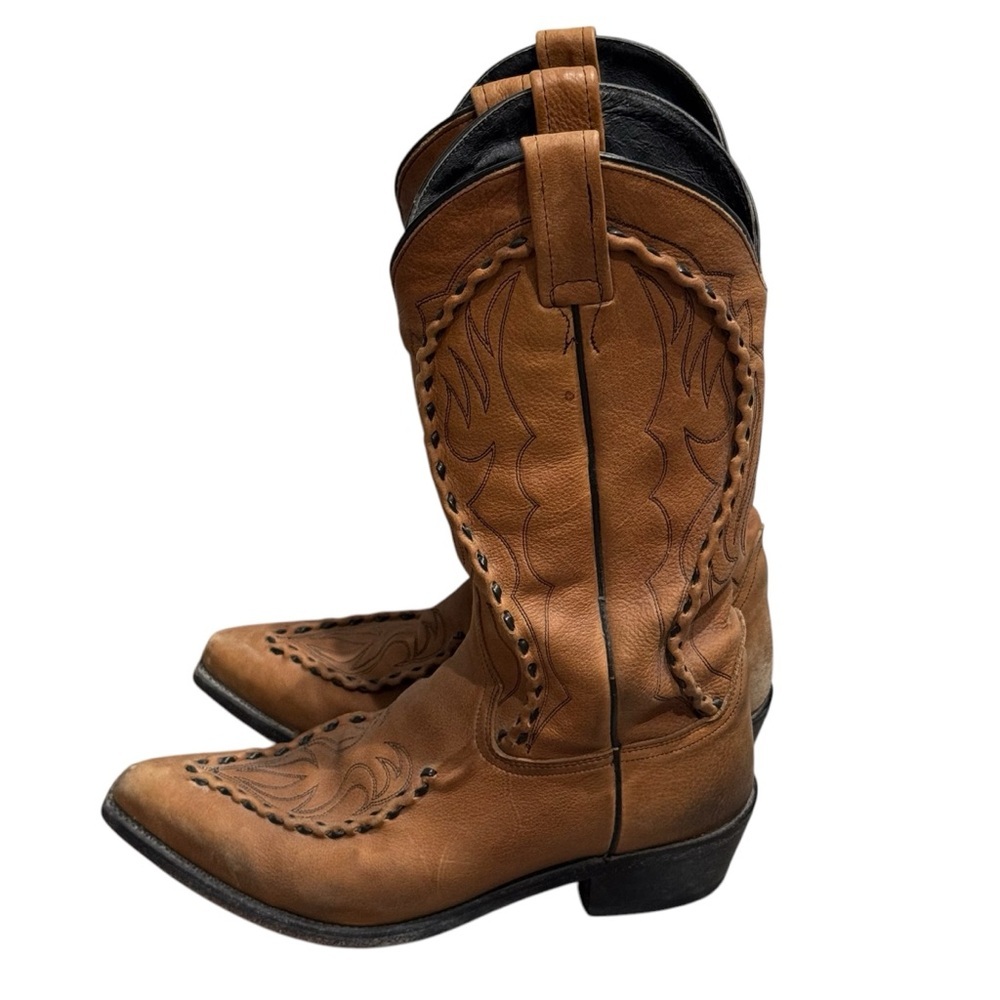 Dan Post Vintage Brown Western‎ Leather Cowboy Boots Sz 8 Phoenix 26644